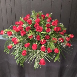 Red Rose Casket Spray from Faught's Flowers & Gifts, florist in Jonesboro