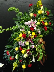 "Farewell too Soon" Slanted Spray from Faught's Flowers & Gifts, florist in Jonesboro