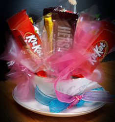 Teacup of Chocolate Candy Bouquet from Faught's Flowers & Gifts, florist in Jonesboro